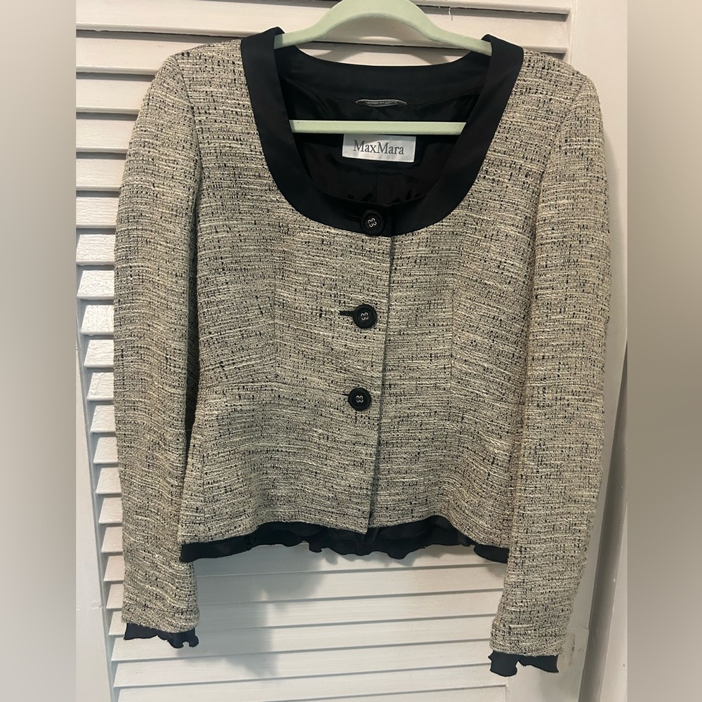 MaxMara Women's Tweed Black and Cream Blazer